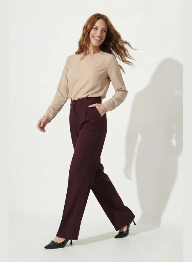 ليلا بنطلون نسائي ليلا بقصة مستقيمة وخصر مرتفع